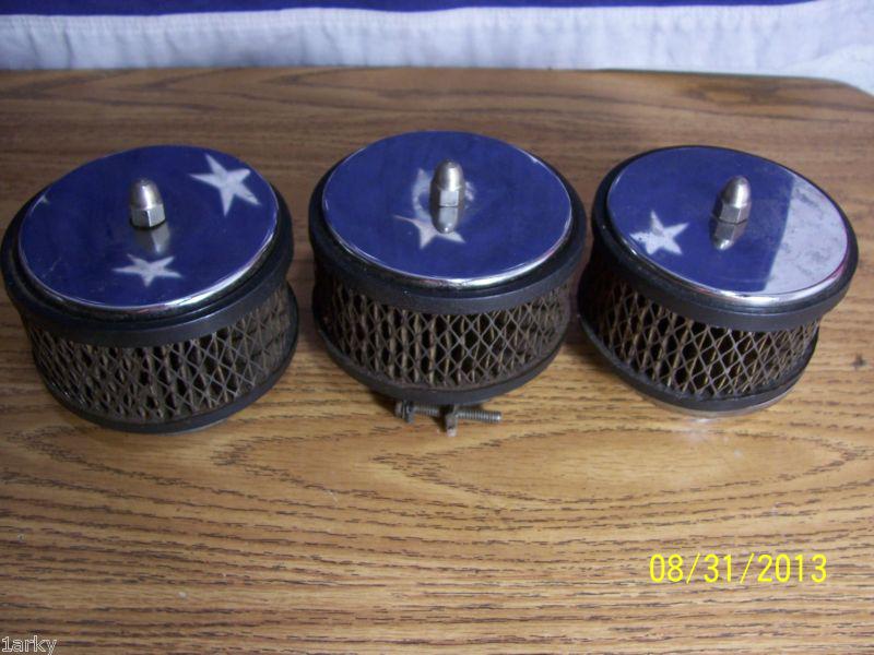 3 small chrome open air cleaners corvair