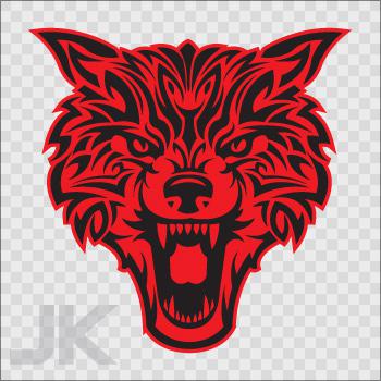 Decal sticker wolf wolves angry aggressive carnivore head red 0500 xf2x6