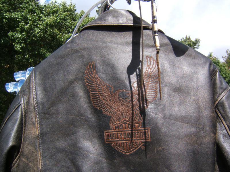 Harley davidson vintage brown screamn eagle leather jacket d- pocket