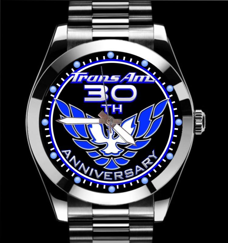 1999 trans am 30th anniversary blue emblem chrome stainless watch 