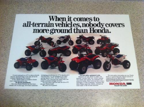 1986 honda atc poster product line up 350x 250r 200x 200s big red 125m 110 70