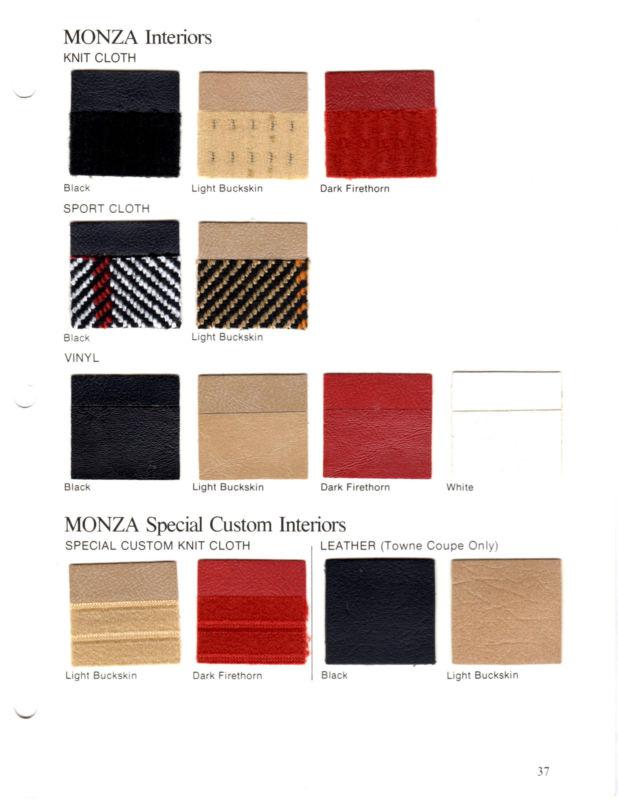 1977 chevrolet monza 77 original interior seat & fabric materials