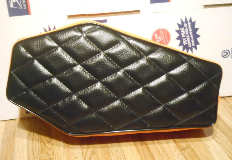 16" coffin black/orange old school style minibike seat custom universal fit bike