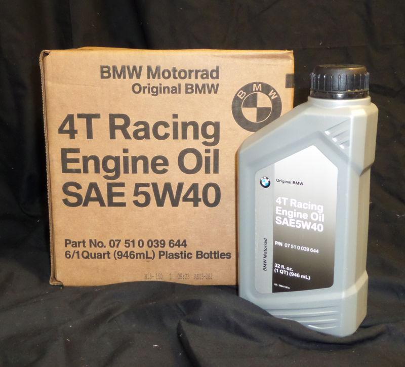 Lot of 6 (1 case) bmw 4t sae5w40 engine racing motor oil, 1 quart each 