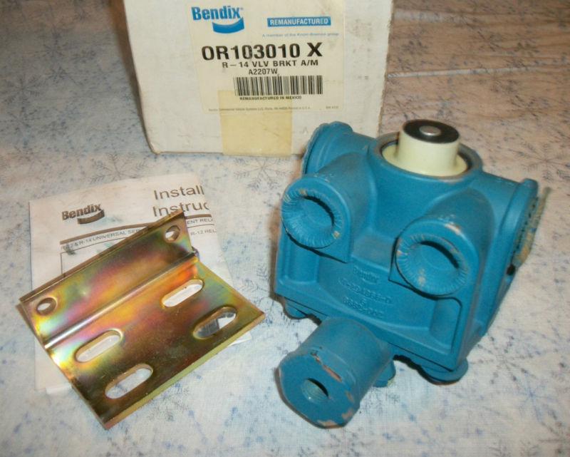Bendix r-14 truck trailer air brake relay valve & bracket 103010x reman