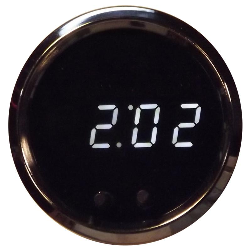 Digital led clock gauge white / chrome bezel intellitronix ms8009-w made in usa