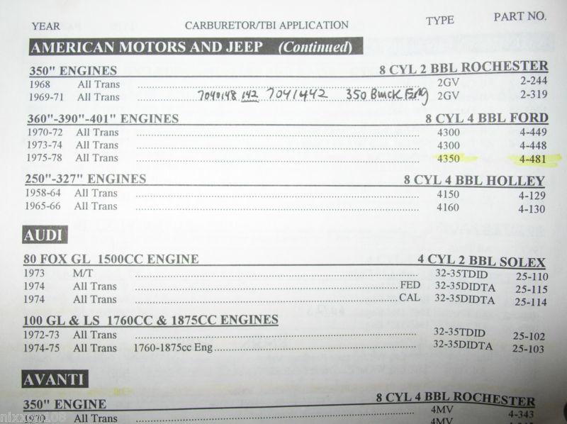 ROS ROCHESTER CARBURETOR 69-71 AMC JEEP GLADIATOR 4WD CHEROKEE 350 cid BUICK V8 , US $119.69, image 11