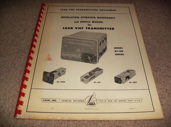 Lear vhf transmitter model rt-10e series manual- htf!