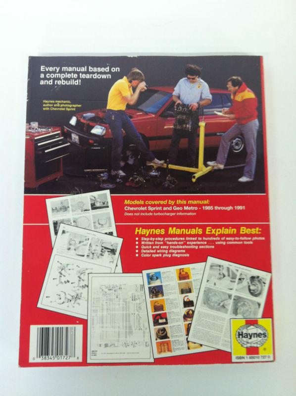 Haynes Manual Chevrolet Sprint Geo Metro 1985-1991 Read For More Info, US $12.99, image 2
