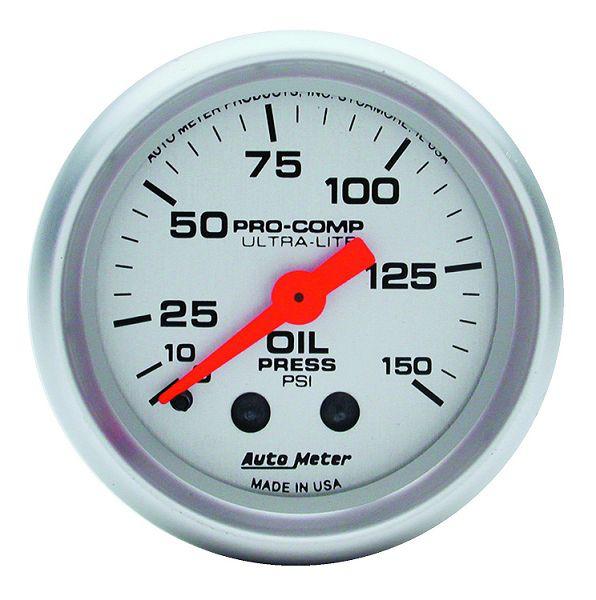 Auto meter 4323 ultra lite 2 1/16" mechanical oil pressure gauge 0-150 psi