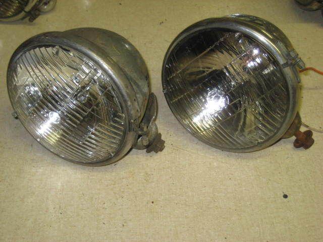 Pair vintage fog king teleoptic light lamp copper brass old car truck parts