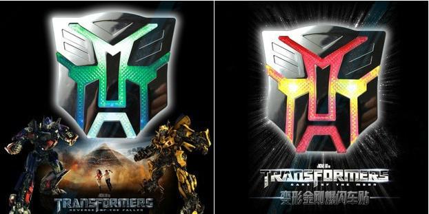  led solar flash strobe light 3d badge  transformers autobot 