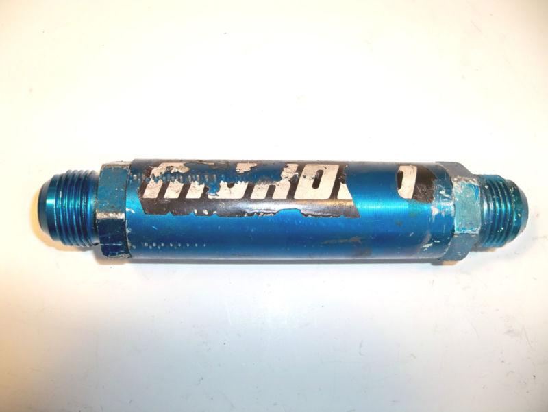 Moroso -12 aluminum inline filter blue anodized 6" long  nascar late model
