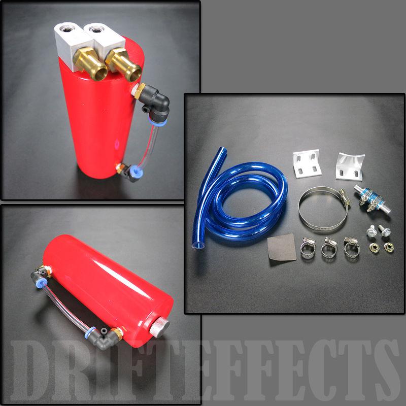 Universal red turbo oil catch can tank reservoir 750ml jdm aluminum performance