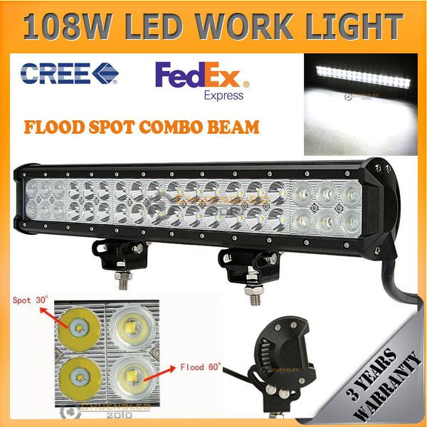 108w cree flood spot combo beam 4wd awd work light driving light off-road wagon