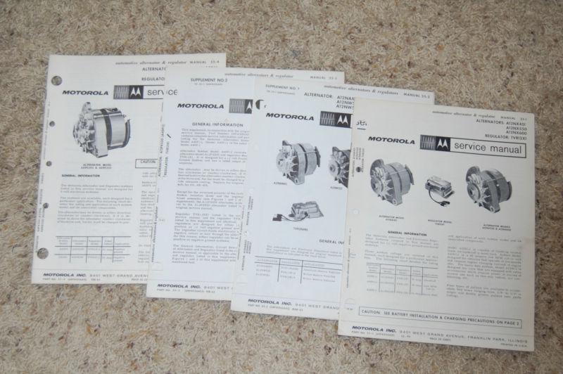 Purchase Motorola Alternator Service Manuals 4 different issues 1963