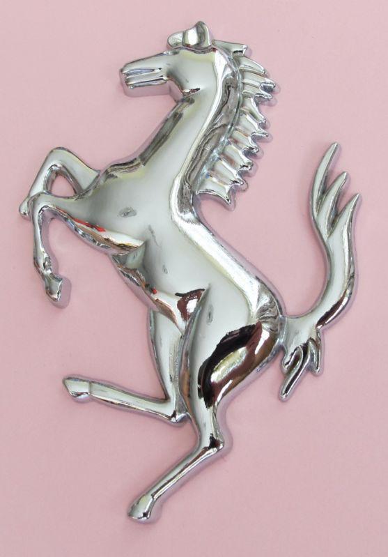 Car logo alloy 3d emblem logo chrome metal badge sticker for ferrari 1pc silver