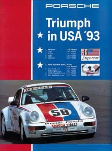 Porsche 911 triumph in the usa 1993 factory racing poster new