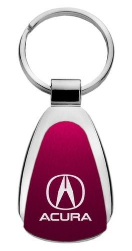 Genuine acura burgundy red logo metal chrome tear drop key chain ring fob