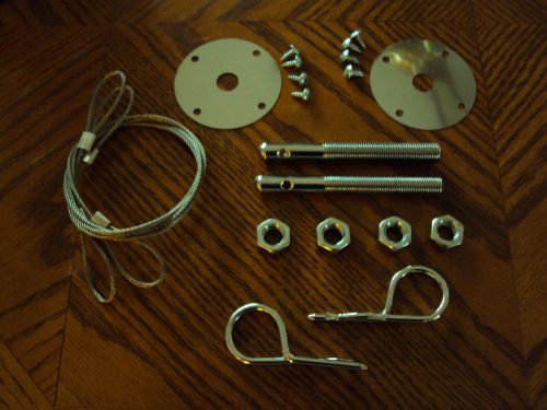 Hood pin &amp; cable kit chevelle ss malibu el camino camaro z28 rs ss super sport
