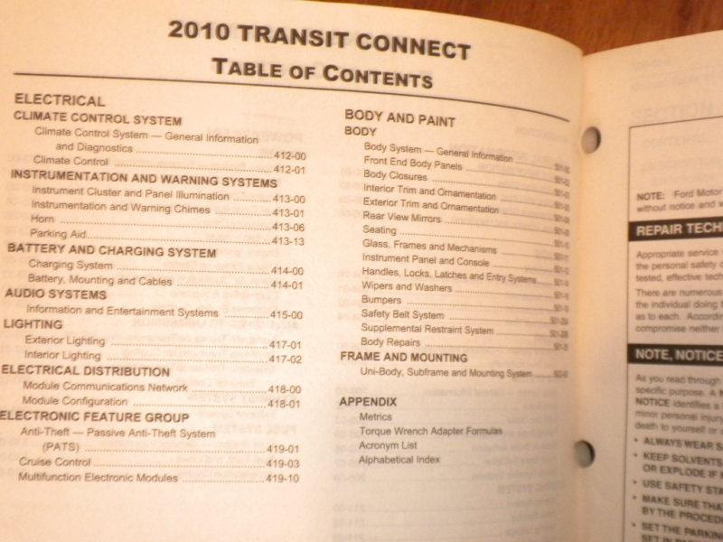 2010 Ford TRANSIT CONNECT factory workshop repair manual , US $30.00, image 3