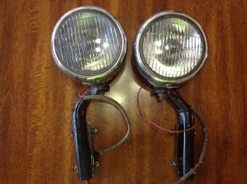 Pair guide 2025a fog lamps lights tested 6volt rat rod rare guide sealed beam 5"