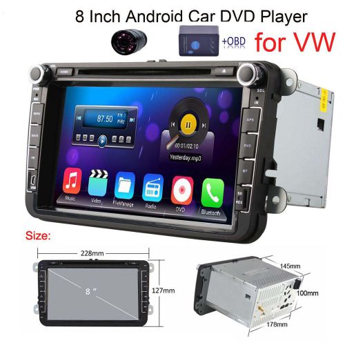 Pure android 4.4 os 8" car gps dvd player wifi 3g color change tablet+obd for vw