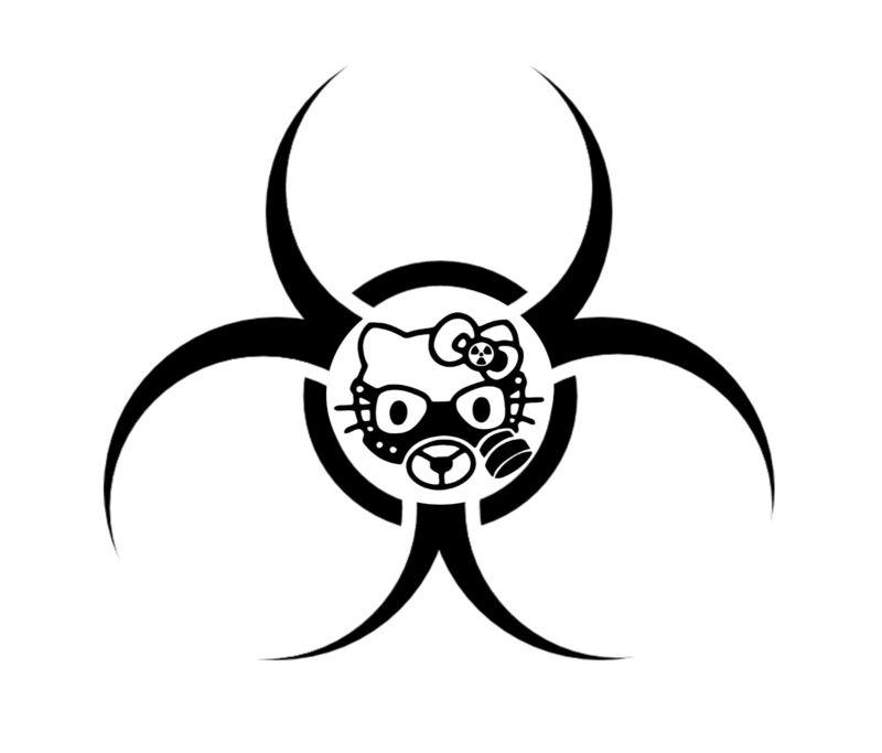 Hello kitty gasmask decal hello kitty vinyl decal hello kitty decal biohazard