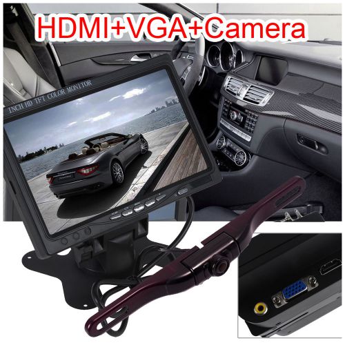 7&#034; pc screen hdmi+vga interface+car rear view monitor+ir leds backup camera kit