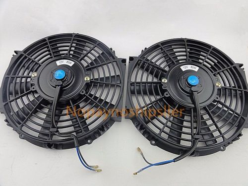 2pcs 12" inch universal slim pull/push car radiator engine cooling fan mounting