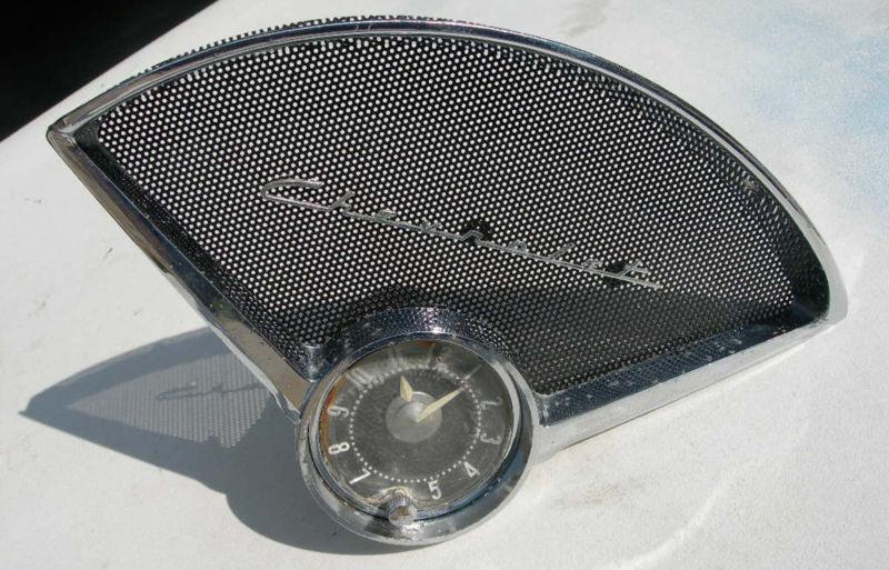 1955 1956  chevy  dash speaker bezel and clock assembly with chevrolet   emblem 