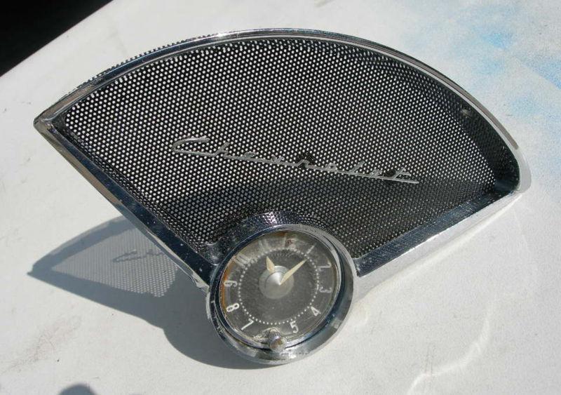1955 1956 CHEVY DASH SPEAKER BEZEL AND CLOCK ASSEMBLY WITH CHEVROLET EMBLEM , US $75.00, image 8