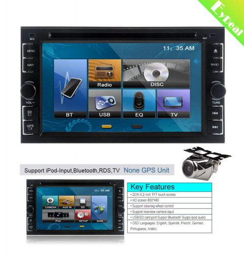 Double 2din 6.2" car dash touch stereo dvd player ipod radio bluetooth fm tv mp3