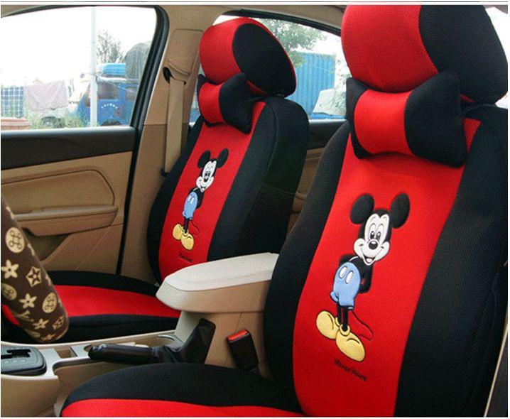 Fashion lovely chinese manual embroidery cartoon mickey pattern car seat cover