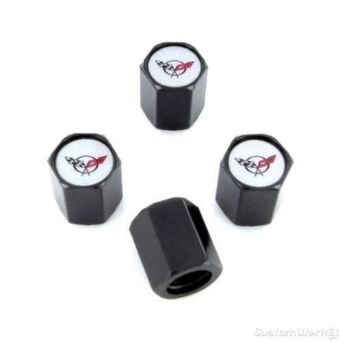 Purchase Corvette C5 Logo Black Tire Stem Valve Caps New! in Aurora, Illinois, United States