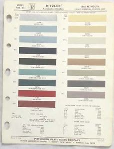 1966 plymouth ppg color paint chip chart all models original  mopar