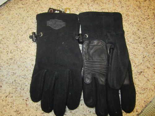 Harley-davidson full finger bar &amp; shield fleece glove men's xxl nwt black