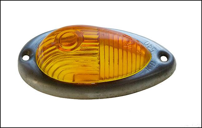  yellow/amber glass clearance-light lens for vintage spartan trailers - nice