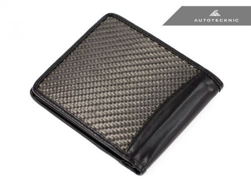 Genuine autotecknic textured 3d black carbon fiber bi-fold wallet leather insert