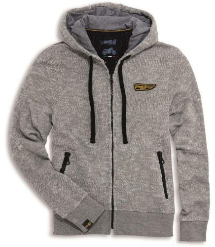 Ducati scrambler wing zip-up hooded sweatshirt grey hoodie grey