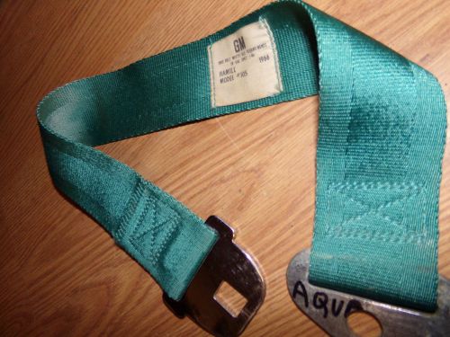 1965-66 gm deluxe seat belt aqua / turquoise single male strap 22 inch