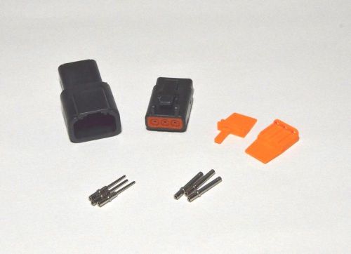 Deutsch dtm 3-pin genuine black connector kit 20awg solid contactss, from usa