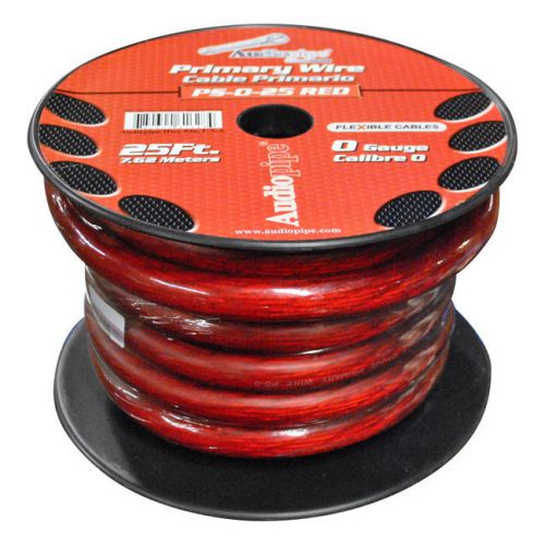 25ft 0gauge primary cable red audiopipe ps025rd wire