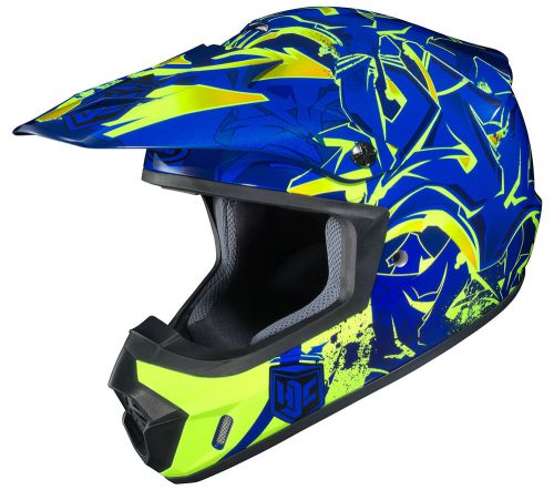 Hjc adult blue/hi-viz neon green cs-mx ii graffed snocross snowmobile helmet