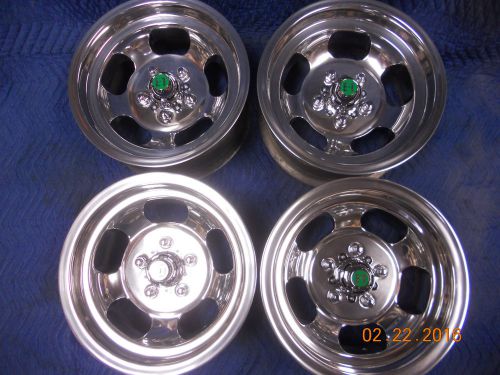 Vintage set 14x7 u.s. indy polished slot mag wheels ford mopar dodge plymouth gt