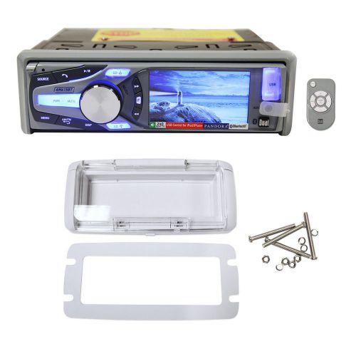 Dual am615bt marine cd receiver w/ 3&#034; lcd/bluetooth/iphone/pandora+splash guard