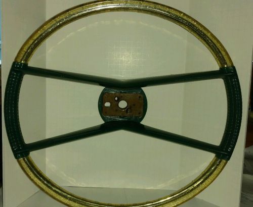 Awesome fifties / mod style steering wheel. oval. two tone gold sparkle / teal