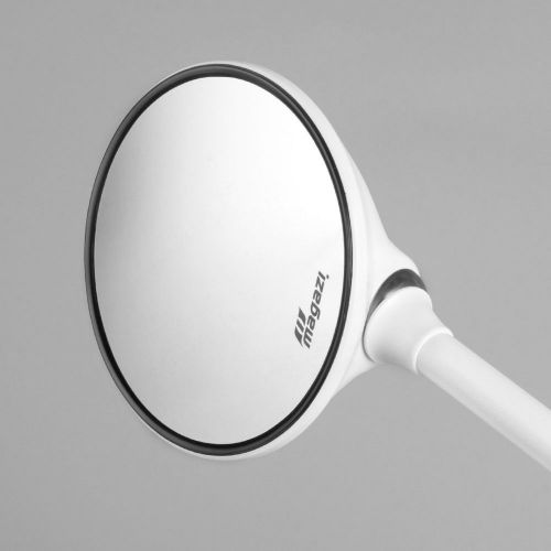 Mirrors steel metal roundie round shape white 8mm scooter moped atv -amm shop