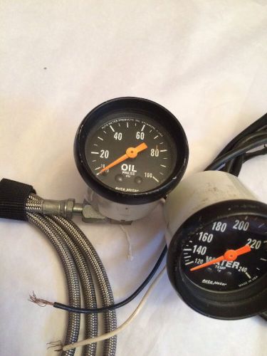 Autometer  black mechanical oil pressure gauge &amp; water temp gauge,