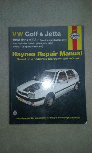 Haynes repair manual vw jetta and golf (93-98)  cabrio and gti (95-98)